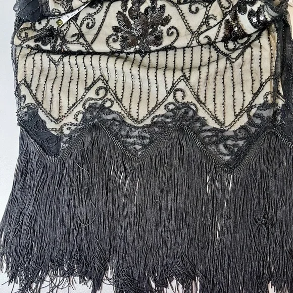 Fundaisy Elegant Black beaded and Cream cocktail, party Dress, size XL - Picture 11 of 16